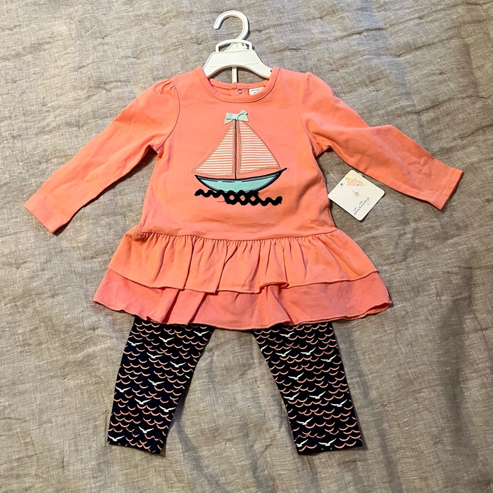 NEW Starting Out Girls Sailboat Tunic Top & Legging Set Size 18 months